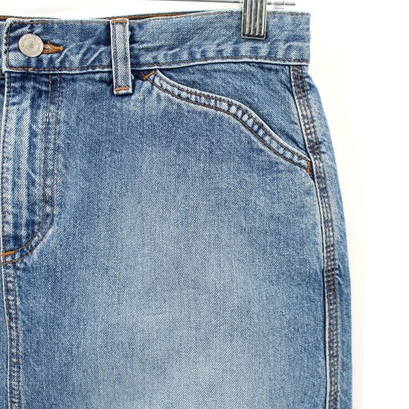 Vintage GAP Denim Skirt Light Wash Raw Hem Western Stitch100% Cotton No Stretch - Picture 3 of 12
